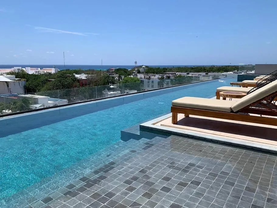 公寓 Kaab South Beach - Beautiful Big Studio - Rooftop Pool Ocean View 普拉亚卡门 墨西哥